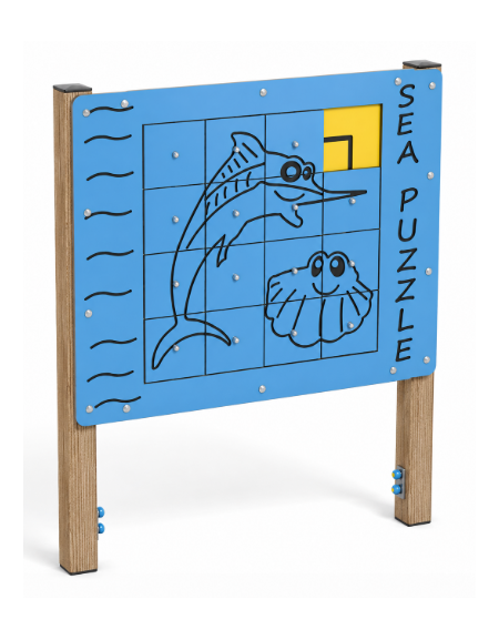 Pannello didattico Puzzle Mare con struttura in legno termotrattato - Pannello in HDPE - cm 140x16x165h