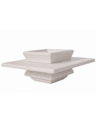 Panchina quadrata in cemento calcestruzzo con fioriera centrale - colore Bianco pietra - cm 200x200x65h -  Conforme ai CAM