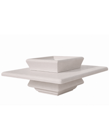 Panchina quadrata in cemento calcestruzzo con fioriera centrale - colore Bianco pietra - cm 200x200x65h -  Conforme ai CAM