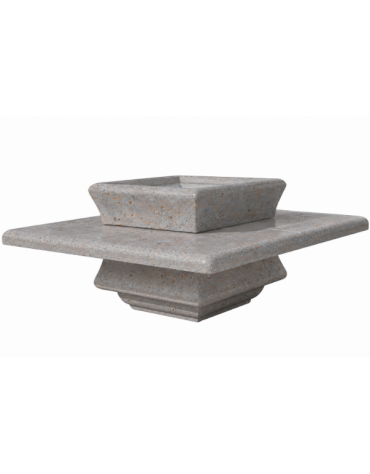 Panchina quadrata in cemento calcestruzzo con fioriera centrale - colore Grigio travertino  - cm 200x200x65h - Conforme ai CAM