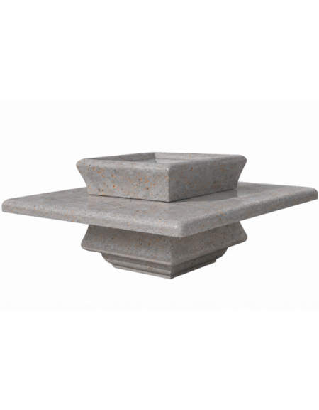 Panchina quadrata in cemento calcestruzzo con fioriera centrale - colore Grigio travertino  - cm 200x200x65h - Conforme ai CAM