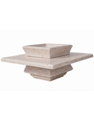 Panchina quadrata in cemento calcestruzzo con fioriera centrale - colore Bianco travertino - cm 200x200x65h - Conforme ai CAM