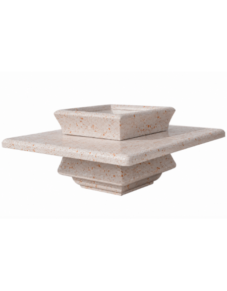 Panchina quadrata in cemento calcestruzzo con fioriera centrale - colore Bianco travertino - cm 200x200x65h - Conforme ai CAM