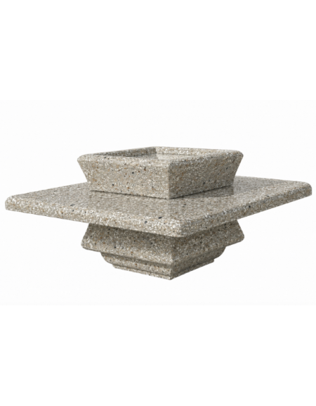 Panchina quadrata in cemento calcestruzzo con fioriera centrale - colore Grigio sabbiato - cm 200x200x65h - Conforme ai CAM