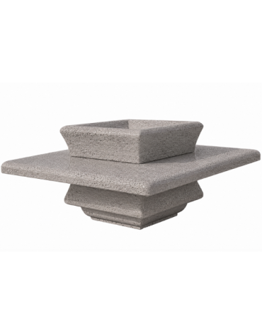 Panchina quadrata in cemento calcestruzzo con fioriera centrale - colore Bianco sabbiato - cm 200x200x65h - Conforme ai CAM