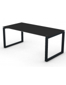 Scrivania piano in vetro temperato spessore mm 10 e gamba metallica ad anello chiuso - Colori a scelta - cm 180x90x72,5h