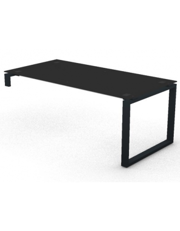 Scrivania per servente piano in vetro temperato spessore mm 10 e gamba metallica ad anello chiuso - cm 180x90x72,5h