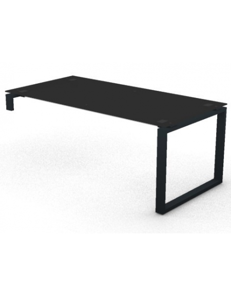 Scrivania per servente piano in vetro temperato spessore mm 10 e gamba metallica ad anello chiuso - cm 180x90x72,5h