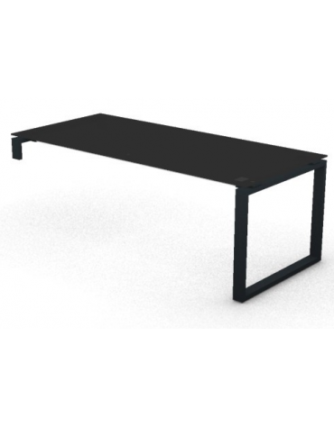 Scrivania per servente piano in vetro temperato spessore mm 10 e gamba metallica ad anello chiuso - cm 200x90x72,5h