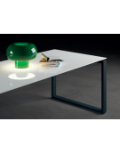 Scrivania piano in vetro temperato spessore mm 10 e gamba metallica ad anello chiuso  - Colori a scelta - cm 180x100x72,5h