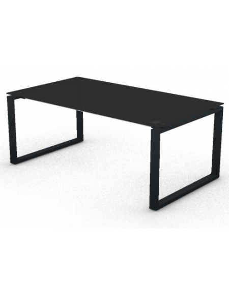 Scrivania piano in vetro temperato spessore mm 10 e gamba metallica ad anello chiuso  - Colori a scelta - cm 180x100x72,5h