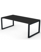 Scrivania piano in vetro temperato spessore mm 10 e gamba metallica ad anello chiuso  - Colori a scelta - cm 200x100x72,5h