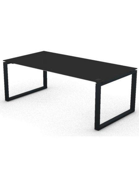 Scrivania piano in vetro temperato spessore mm 10 e gamba metallica ad anello chiuso  - Colori a scelta - cm 200x100x72,5h