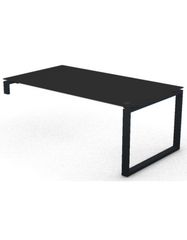 Scrivania per servente piano in vetro temperato spessore mm 10 e gamba metallica ad anello chiuso - cm 180x100x72,5h