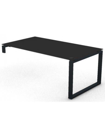 Scrivania per servente piano in vetro temperato spessore mm 10 e gamba metallica ad anello chiuso - cm 180x100x72,5h