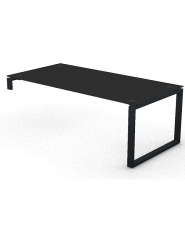 Scrivania per servente piano in vetro temperato spessore mm 10 e gamba metallica ad anello chiuso - cm 200x100x72,5h