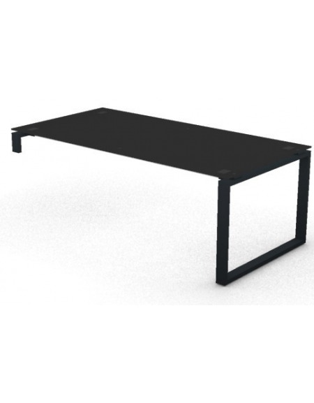 Scrivania per servente piano in vetro temperato spessore mm 10 e gamba metallica ad anello chiuso - cm 200x100x72,5h