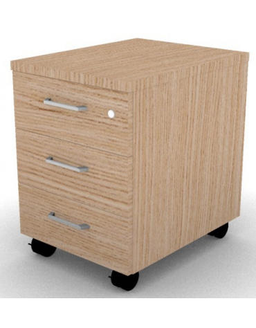 Cassettiera in melaminico su ruote, cassetti con chiusura ammortizzata e cassetto porta cancelleria - cm 42x60x59h