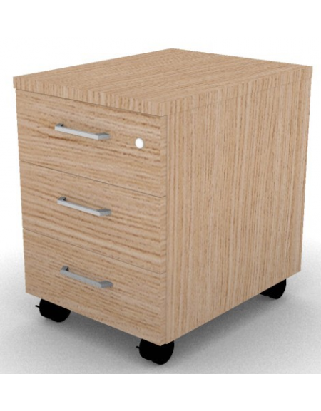 Cassettiera in melaminico su ruote, cassetti con chiusura ammortizzata e cassetto porta cancelleria - cm 42x60x59h