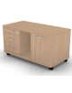 Mobile di servizio su ruote con vano a giorno, anta e cassettiera con chiusura ammortizzata - cm 118x60x61h