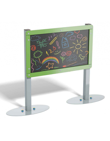 Pannello didattico Lavagna con pali in alluminio - Lavagna in ardesia da esterno - cm 173x35x123h