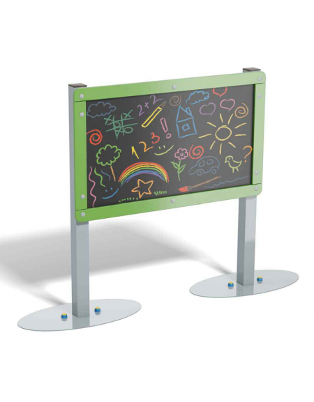 Pannello didattico Lavagna con pali in alluminio - Lavagna in ardesia da esterno - cm 173x35x123h