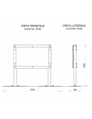 Pannello didattico Lavagna con pali in alluminio - Lavagna in ardesia da esterno - cm 173x35x123h