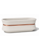 Fioriera ovale in cemento calcestruzzo - colore Bianco pietra - con fascia color rame - cm 170x60x65h - Conforme ai CAM
