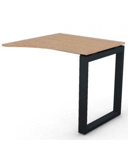 Appendice sagomata Dx per scrivania, piano in melaminico spessore mm 18 e gamba metallica ad anello chiuso - cm 80x80x73,5h