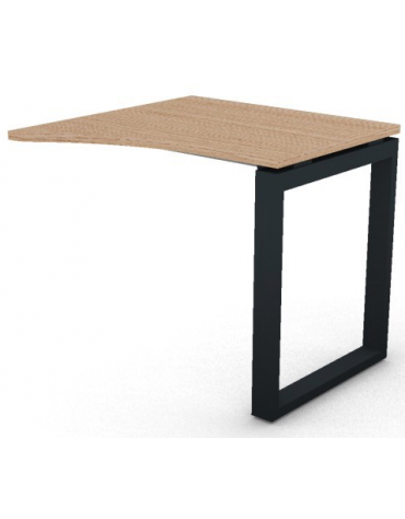 Appendice sagomata Dx per scrivania, piano in melaminico spessore mm 25 e gamba metallica ad anello chiuso - cm 80x80x74h