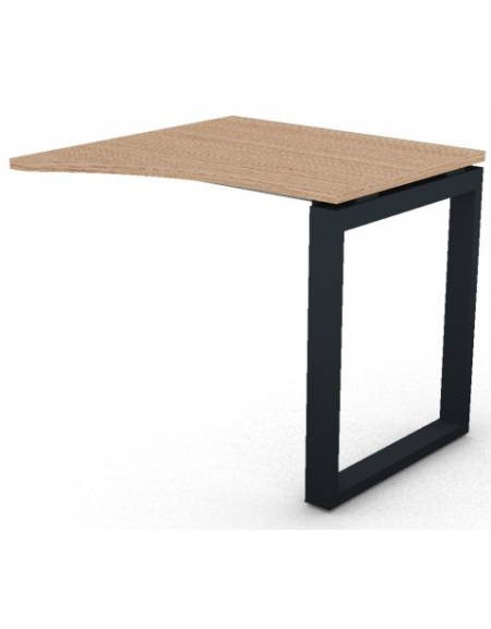 Appendice sagomata Dx per scrivania, piano in melaminico spessore mm 25 e gamba metallica ad anello chiuso - cm 80x80x74h