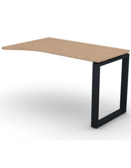 Appendice sagomata Dx per scrivania, piano in melaminico spessore mm 25 e gamba metallica ad anello chiuso - cm 120x80x74h