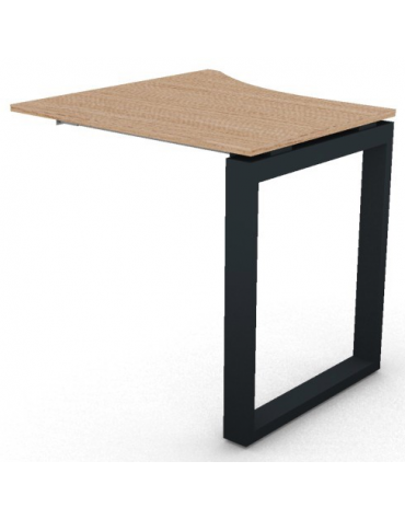 Appendice sagomata Sx per scrivania, piano in melaminico spessore mm 18 e gamba metallica ad anello chiuso - cm 80x80x73,5h