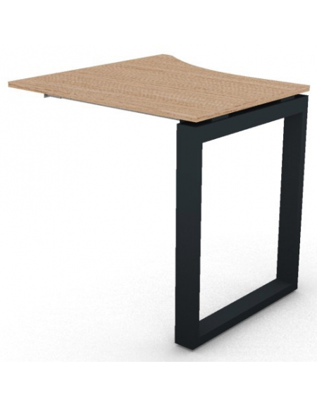 Appendice sagomata Sx per scrivania, piano in melaminico spessore mm 18 e gamba metallica ad anello chiuso - cm 80x80x73,5h