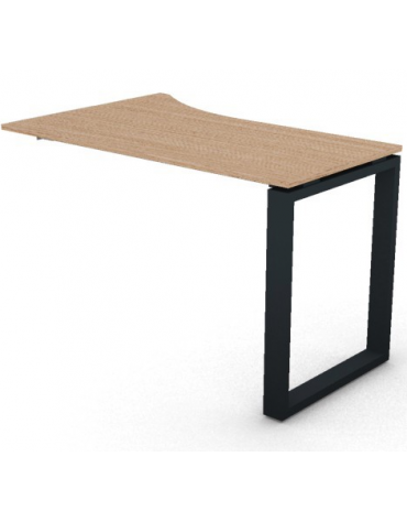 Appendice sagomata Sx per scrivania, piano in melaminico spessore mm 18 e gamba metallica ad anello chiuso - cm 120x80x73,5h