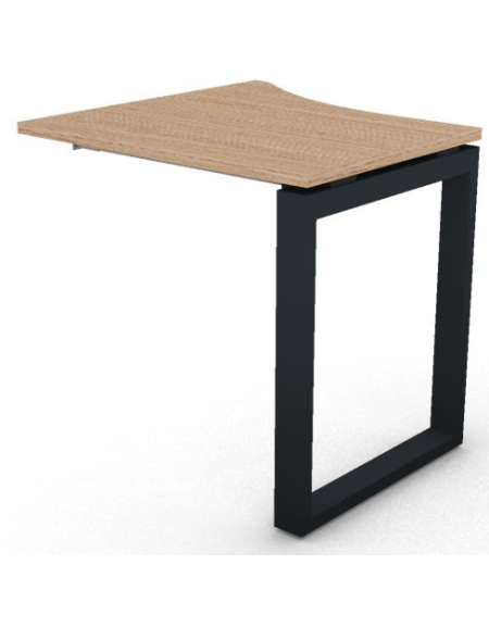 Appendice sagomata Sx per scrivania, piano in melaminico spessore mm 25 e gamba metallica ad anello chiuso - cm 80x80x74h