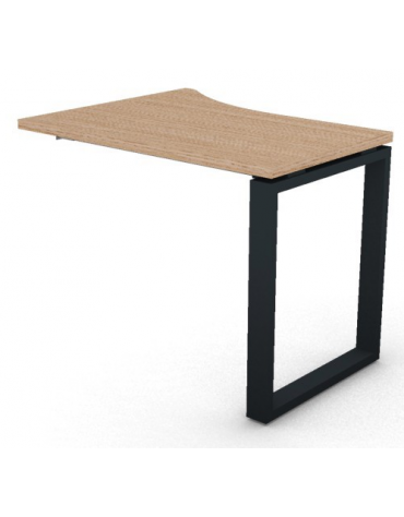 Appendice sagomata Sx per scrivania, piano in melaminico spessore mm 30 e gamba metallica ad anello chiuso - cm 100x80x74,5h