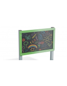 Pannello didattico Lavagna con pali in alluminio rifiniti in legno light - Lavagna in ardesia da esterno - cm 173x35x123h