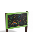 Pannello didattico Lavagna con pali in alluminio rifiniti in legno dark - Lavagna in ardesia da esterno - cm 173x35x123h