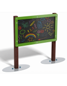 Pannello didattico Lavagna con pali in plastica riciclata - Lavagna in ardesia da esterno - cm 173x35x123h