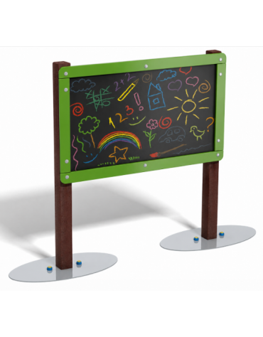 Pannello didattico Lavagna con pali in plastica riciclata - Lavagna in ardesia da esterno - cm 173x35x123h