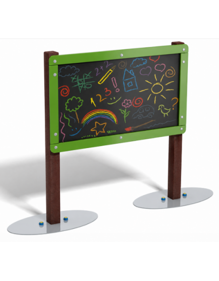 Pannello didattico Lavagna con pali in plastica riciclata - Lavagna in ardesia da esterno - cm 173x35x123h
