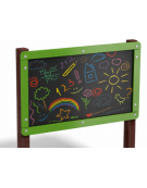 Pannello didattico Lavagna con pali in plastica riciclata - Lavagna in ardesia da esterno - cm 173x35x123h