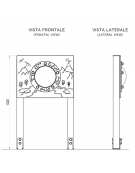Pannello didattico Vulcano con pali in legno di pino nordico - Pannello in HDPE -  Dimensioni cm 80x14x132h
