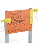 Pannello didattico con sagoma gatto, con pali in alluminio e pannello in HDPE - cm 135x14x132h