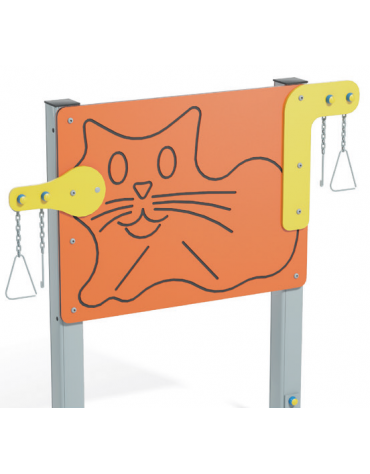Pannello didattico con sagoma gatto, con pali in alluminio e pannello in HDPE - cm 135x14x132h