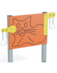 Pannello didattico con sagoma gatto, con pali in alluminio e pannello in HDPE - cm 135x14x132h
