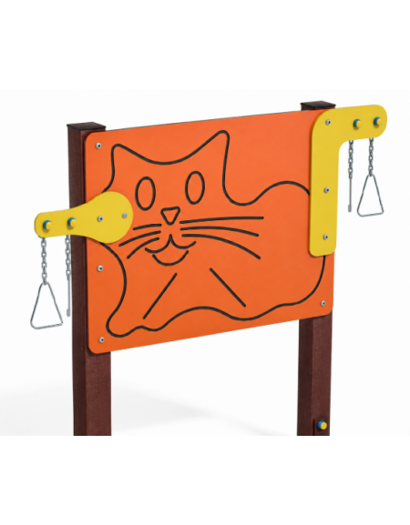 Pannello didattico con sagoma gatto, con pali in plastica riciclata e pannello in HDPE - cm 135x14x132h