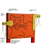 Pannello didattico con sagoma gatto, con pali in plastica riciclata e pannello in HDPE - cm 135x14x132h