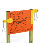 Pannello didattico con sagoma gatto, con pali in legno di pino e pannello in HDPE - cm 135x14x132h